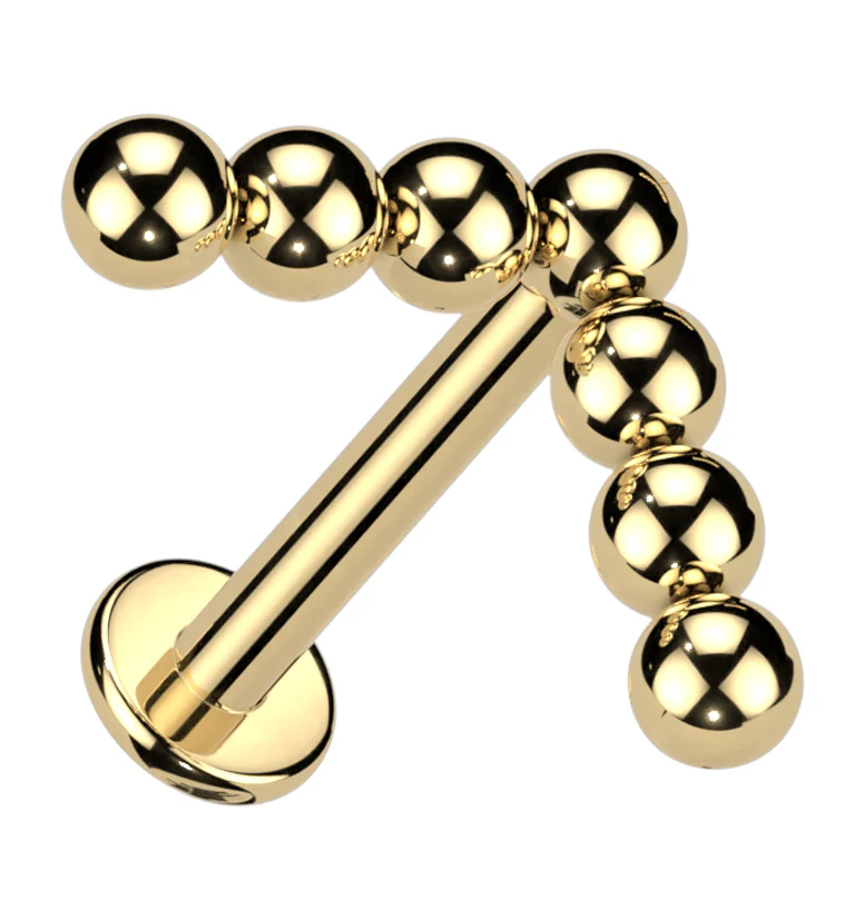 Gold PVD Point Beaded Titanium Internally Threaded Labret - Mrs Treak