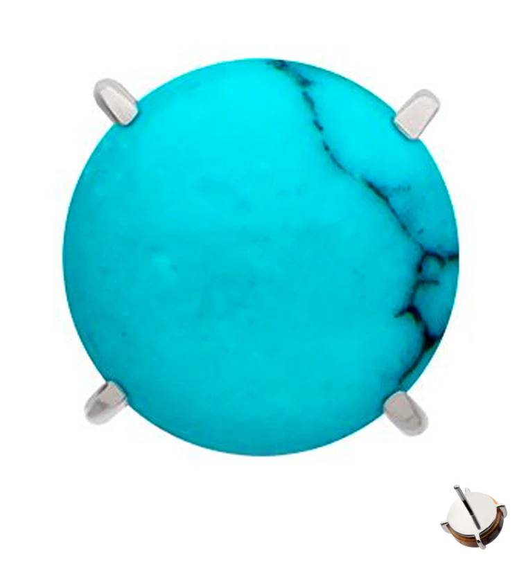 Prong Howlite Turquoise Stone Titanium Threadless Top - Mrs Treak