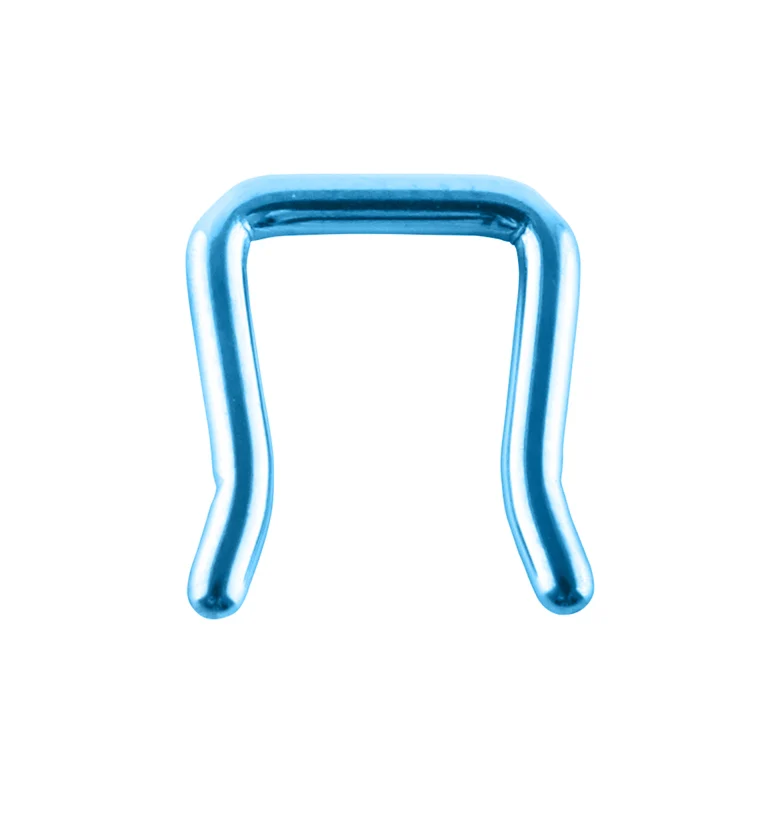 Light Blue ASTM F136 Titanium Staple Septum Ring - Mrs Treak