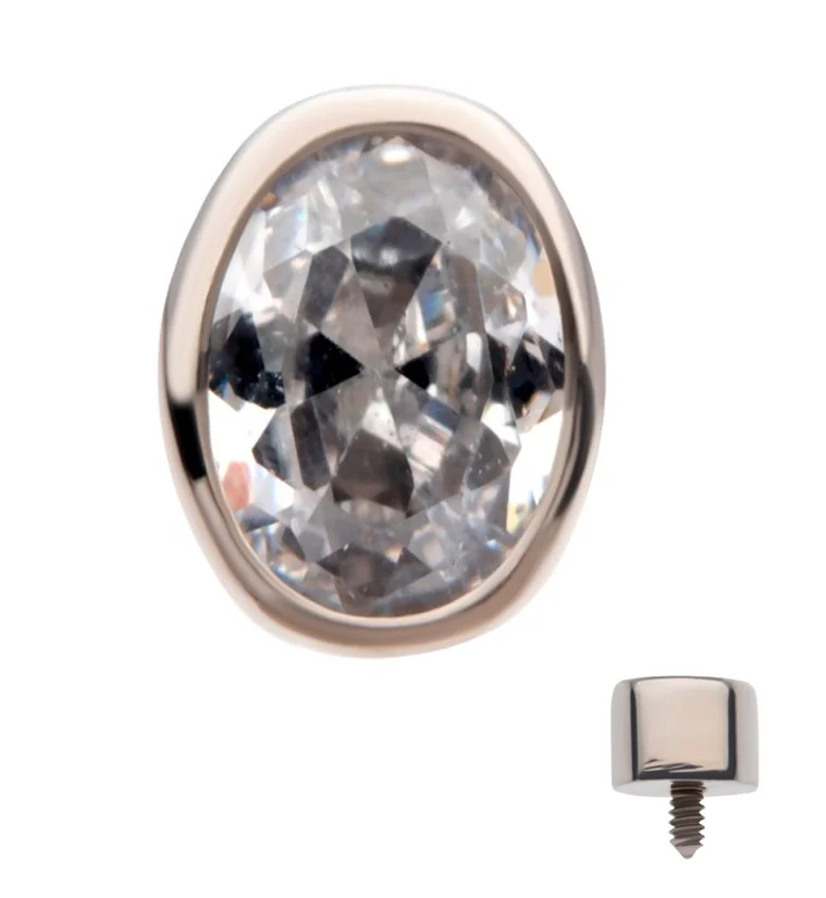 Ovate CZ Titanium Internally Threaded Top - Mrs Treak