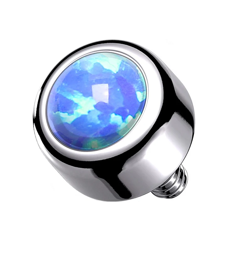 Blue Opalite Disk Titanium Threaded End - Mrs Treak