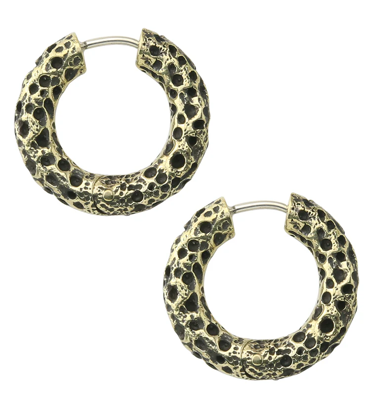 Coral Sponge Brass Hinged Earrings - Mrs Treak