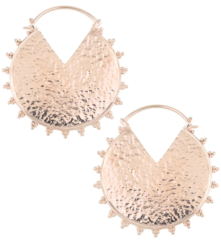 Hammered Beaded Rose Gold Brass Hangers - Mrs Treak