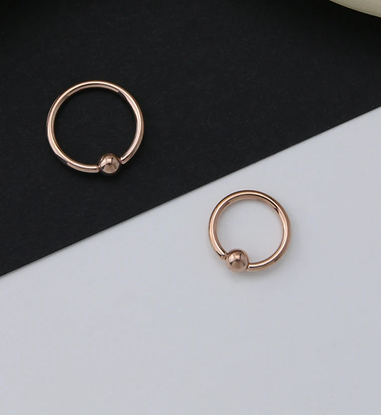 Rose Gold PVD Titanium Captive Bead Ring - Mrs Treak