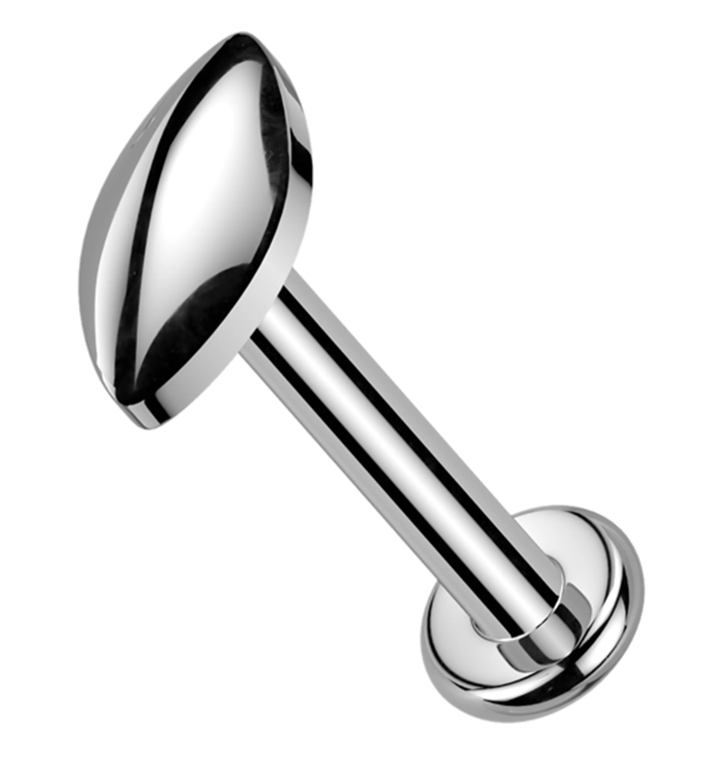 Compact Marquise Internally Threaded Titanium Flat Disk Labret - Mrs Treak