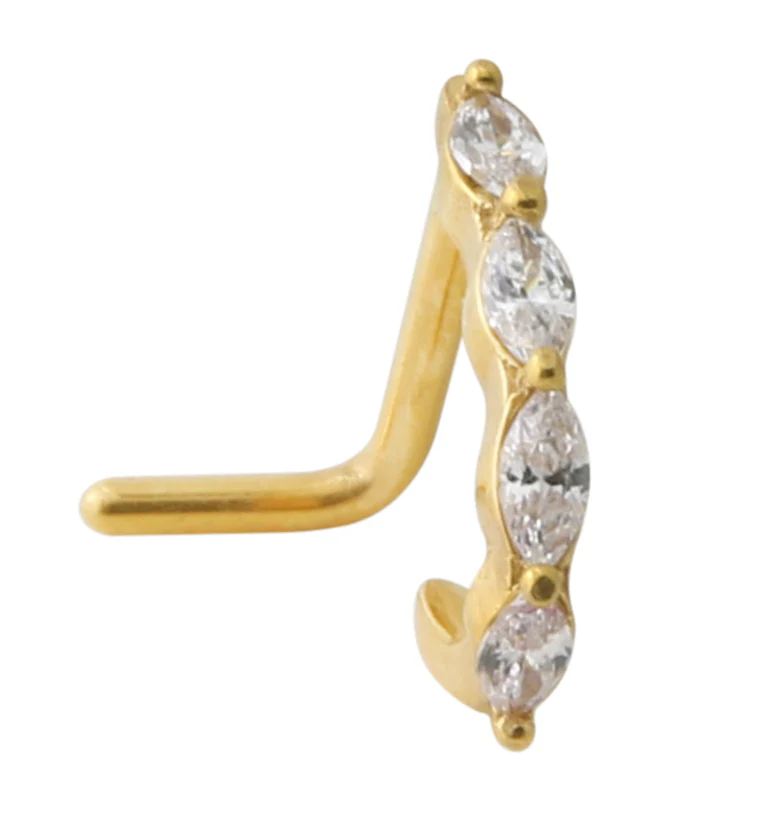 18G Gold PVD Ribbon CZ Nose Curve - Mrs Treak