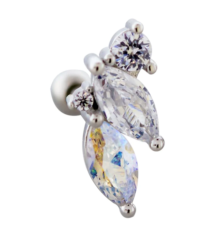 Marquise Rainbow Aurora Gem Cartilage Barbell - Mrs Treak