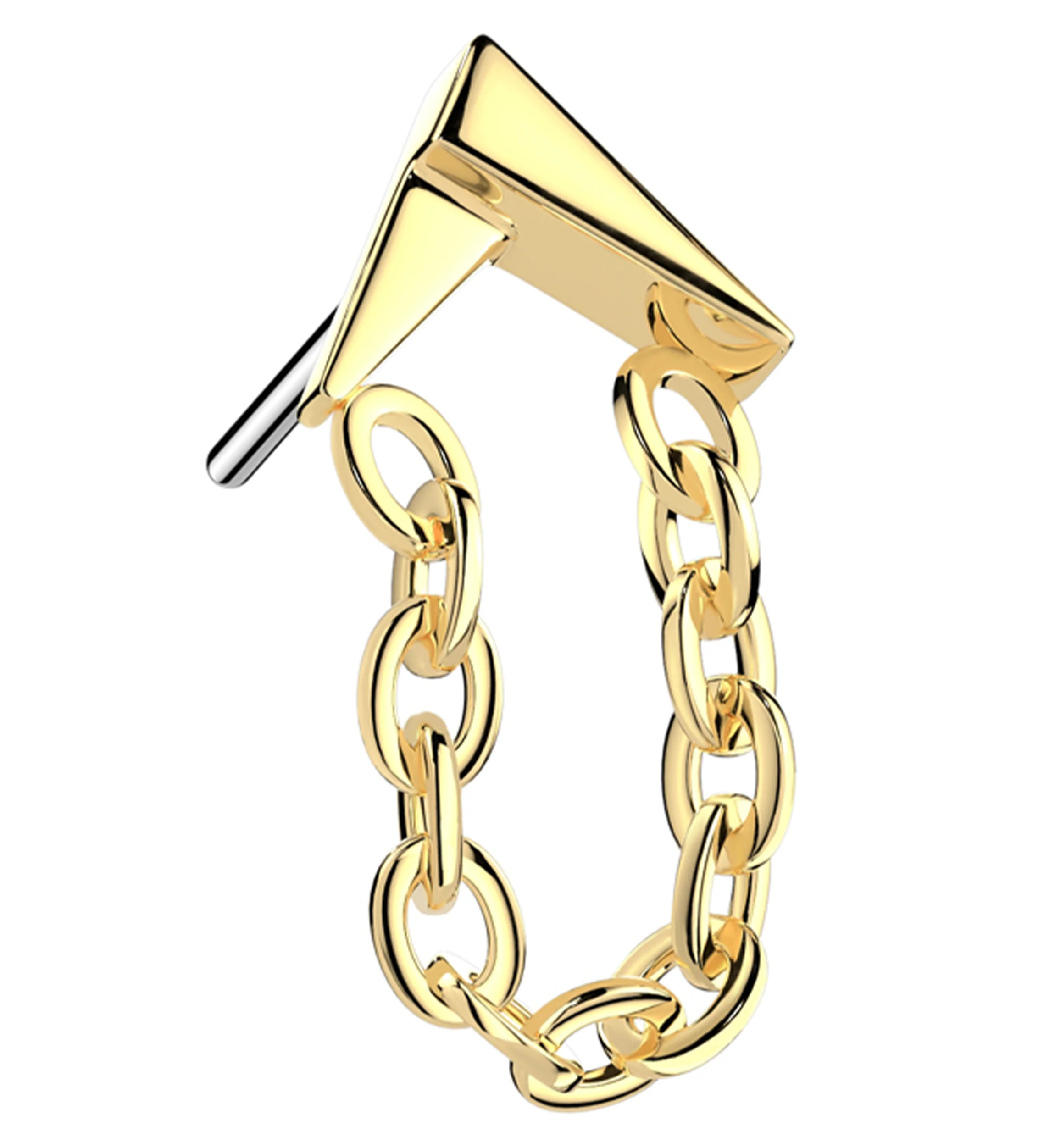 Gold PVD Dart Dangle Chain Threadless Titanium Top - Mrs Treak