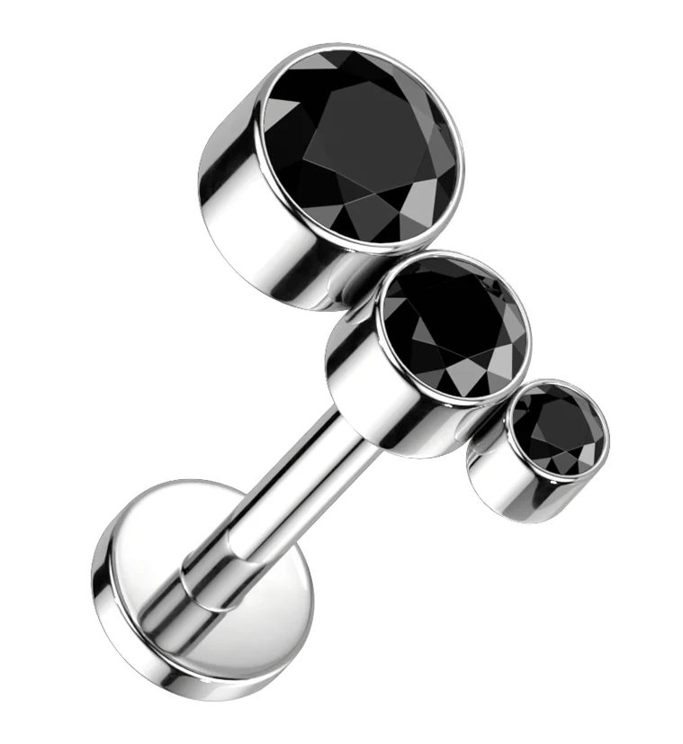 Crescendo Black CZ Titanium Internally Threaded Labret - Mrs Treak