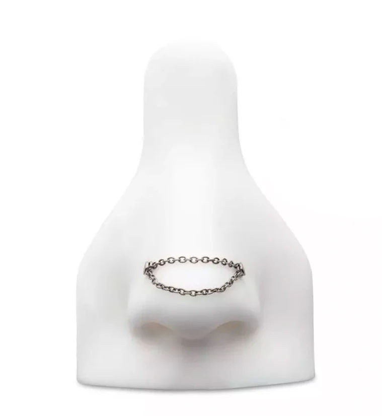 Double Rolo Titanium Nose Piercing Chain - Mrs Treak