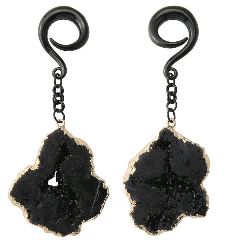 Black Druzy Agate Slice Hangers - Mrs Treak