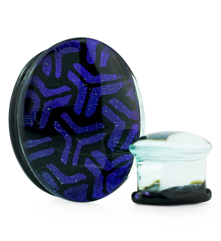 Oval Isometric Blurple Dichroic Glass Double Flare Plugs - Mrs Treak