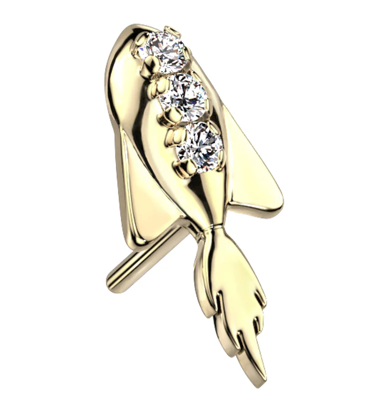 14kt Gold Spaceship CZ Threadless Top - Mrs Treak