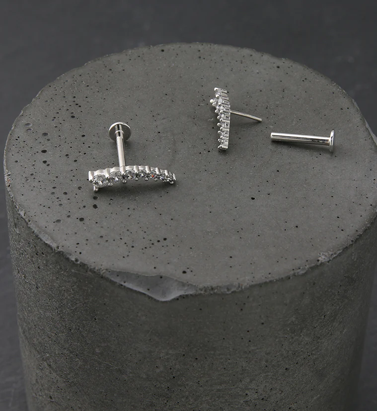 14kt White Gold Ascend CZ Threadless Labret - Mrs Treak