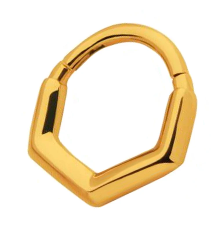 Gold PVD V-Shaped Hinged Segment Ring - Mrs Treak
