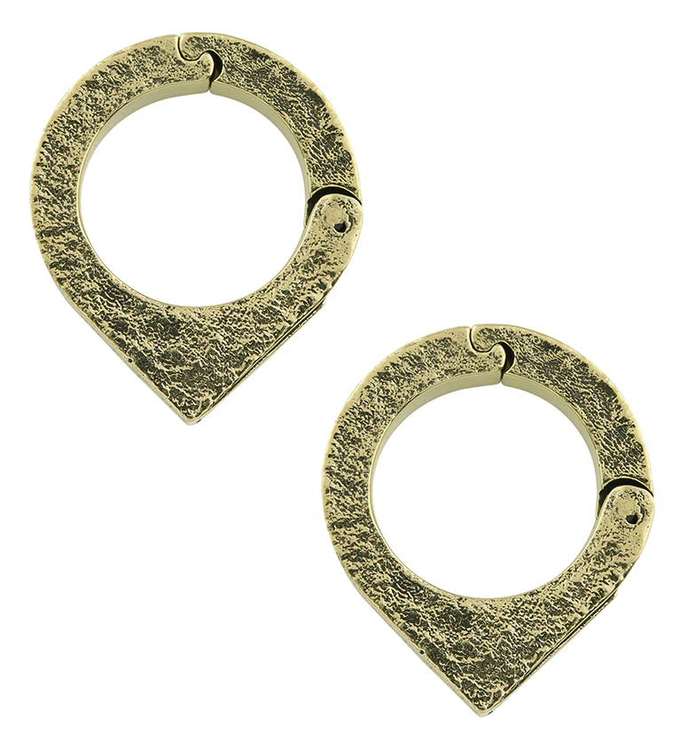 Cusp Triangle Abalone Brass Hinged Hoop Ear Weights - Mrs Treak