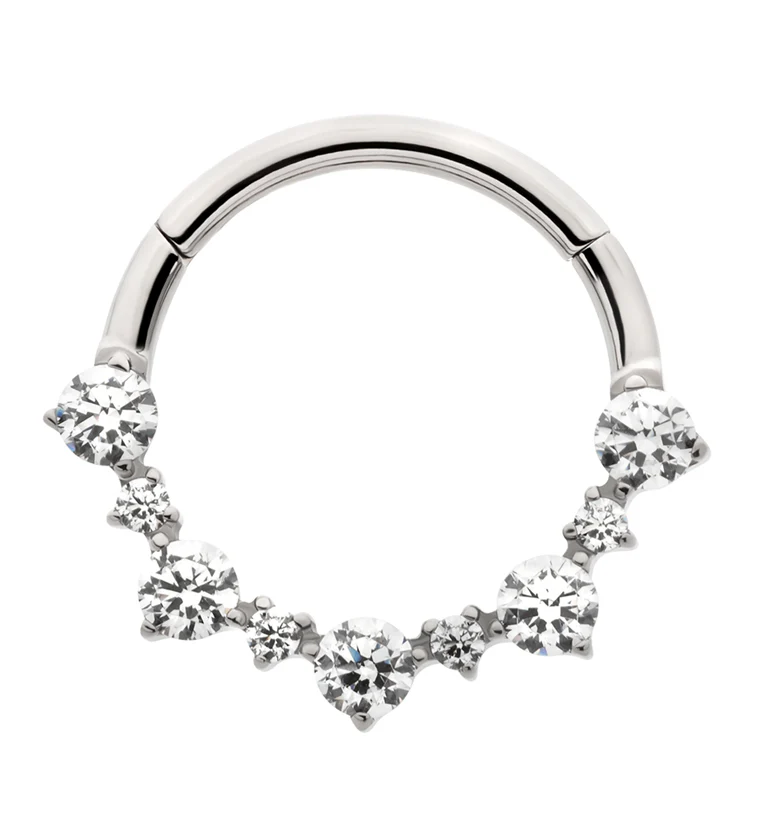 Alternate Clear CZ Titanium Hinged Segment Ring - Mrs Treak