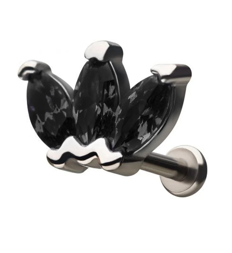 18G Black Lotus CZ Gem Labret - Mrs Treak