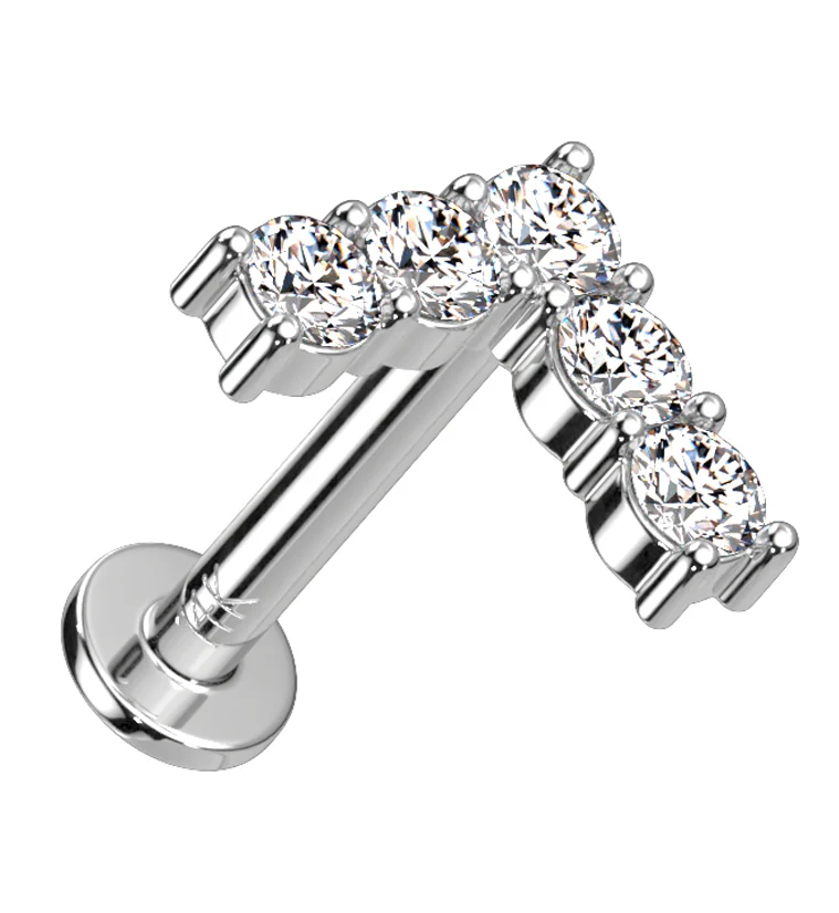 14kt White Gold Point CZ Threadless Labret - Mrs Treak