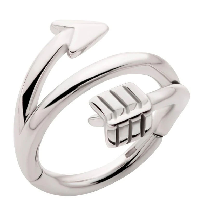 Arrow Twist Stainless Steel Hinged Segment Ring - Mrs Treak