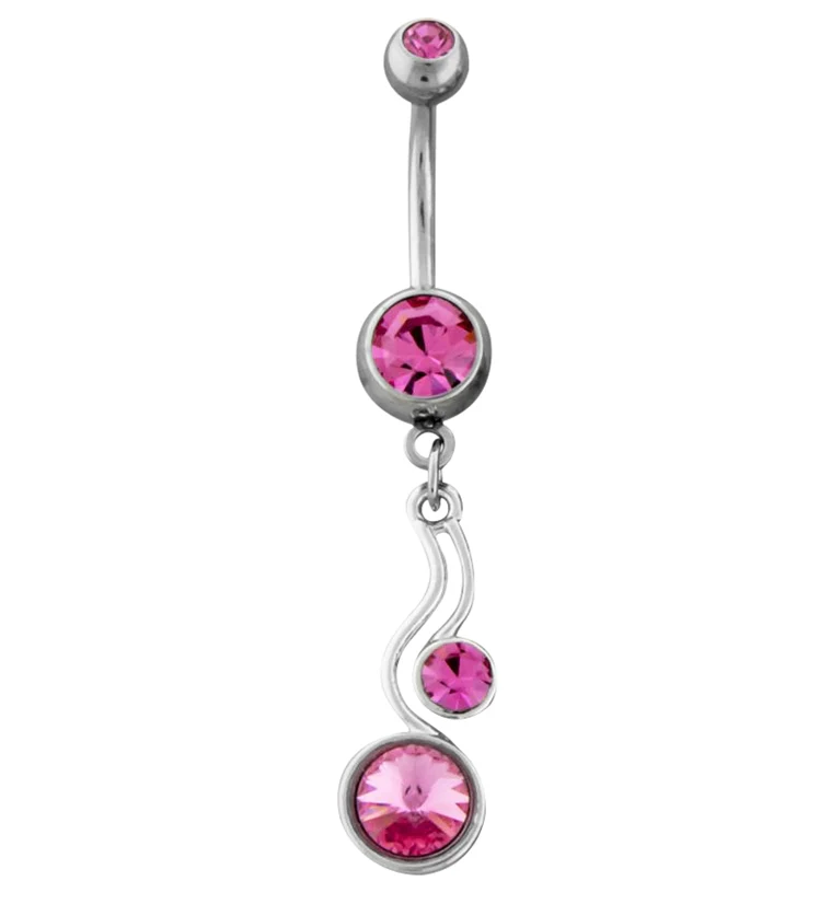 Pink Swirly Gem Belly Button Ring - Mrs Treak