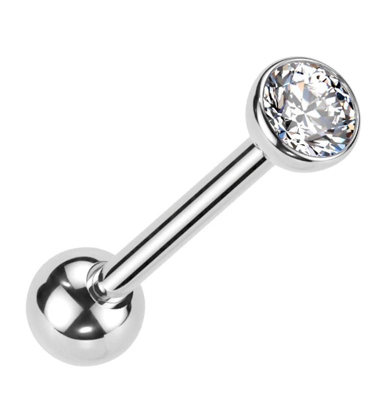 Clear Bezel CZ Titanium Threadless Barbell - Mrs Treak