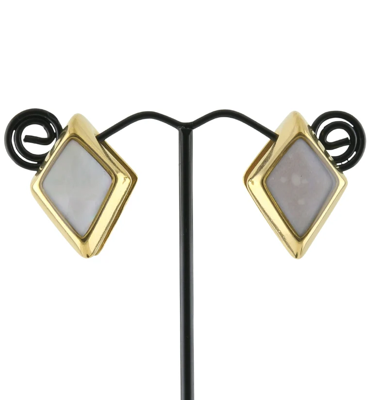 Gold PVD Zircon Mother of Pearl Ear Weights - Mrs Treak