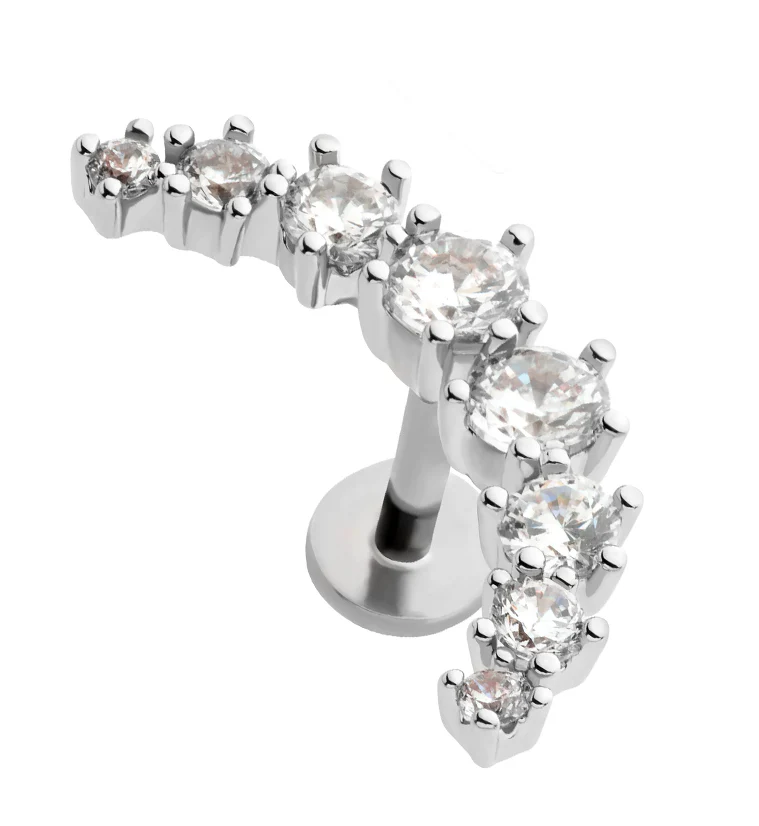 Arc CZ Stainless Steel Threadless Labret - Mrs Treak