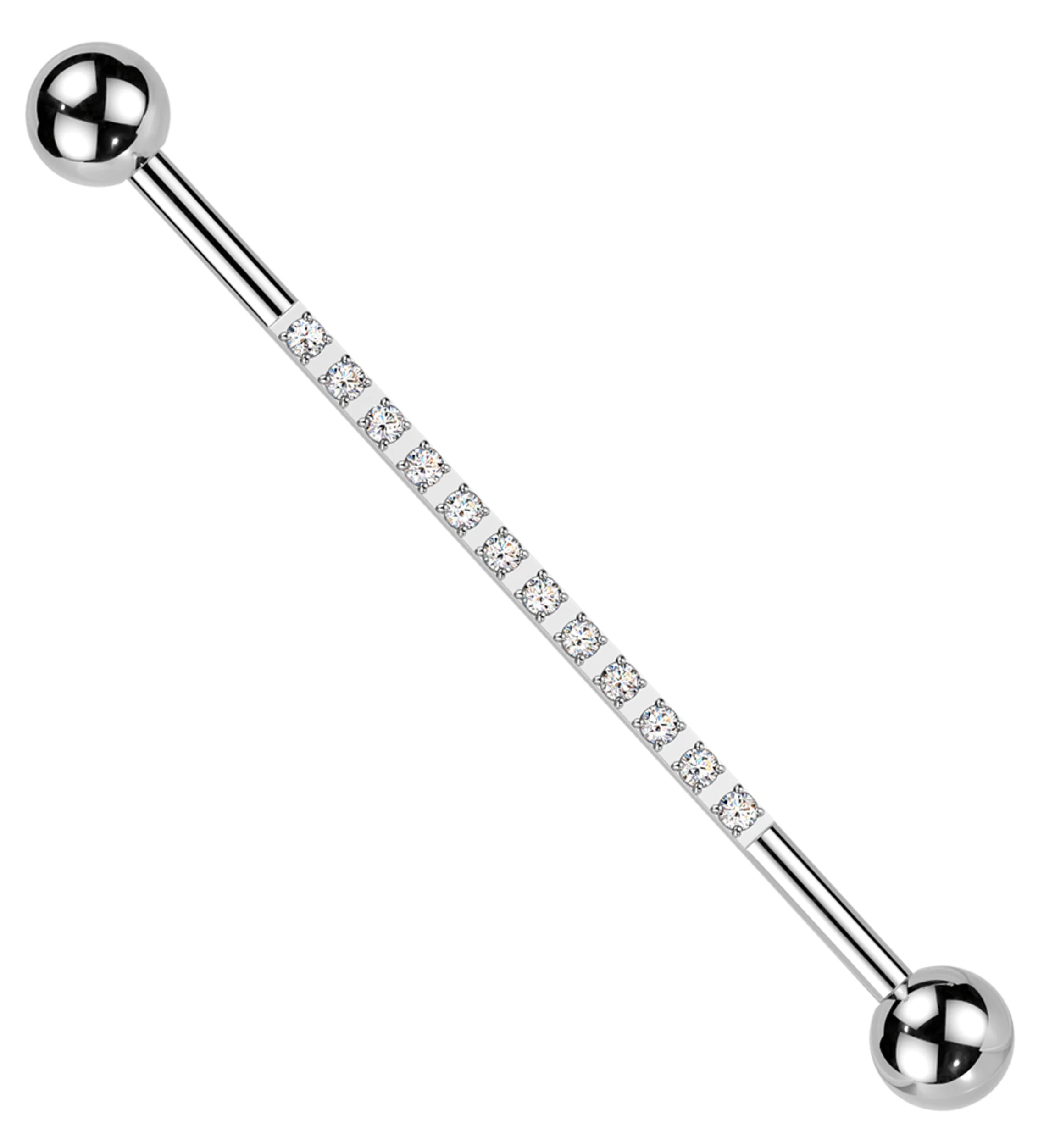 Stripe Clear CZ Externally Threaded Titanium Industrial Barbell - Mrs Treak