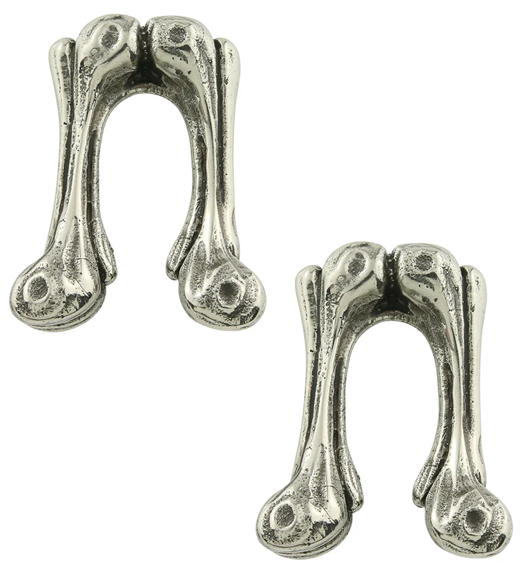 Bone Joint White Brass Ear Weights - Mrs Treak