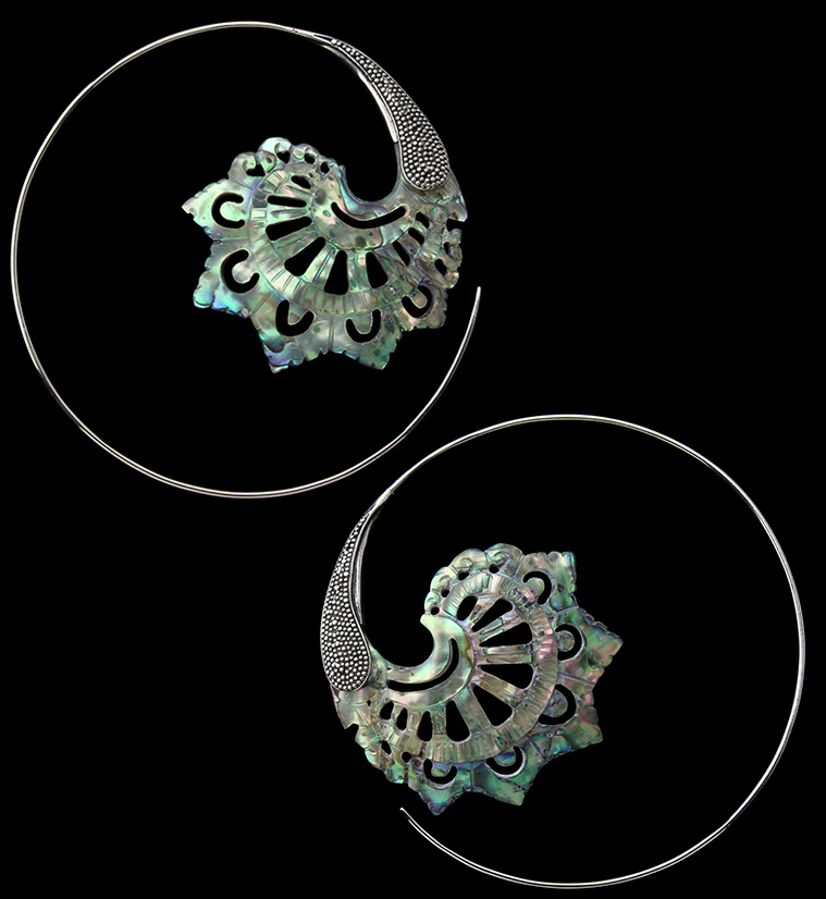 18G Florid White Brass Abalone Hangers / Earrings - Mrs Treak