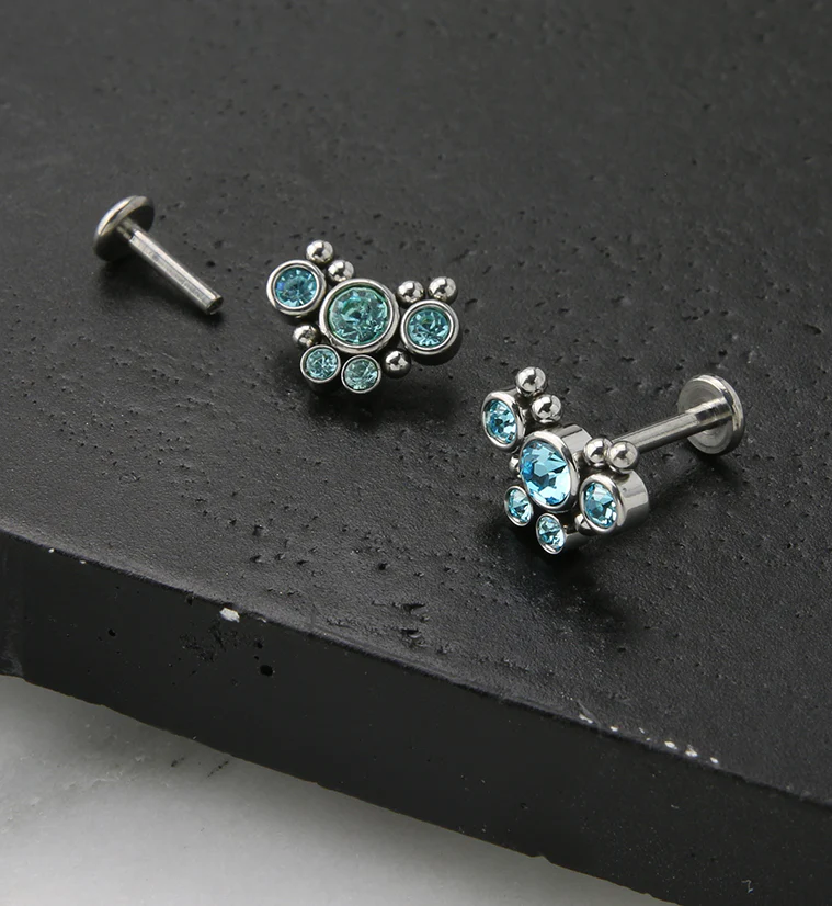 Aqua Passel Gem Labret Post - Mrs Treak