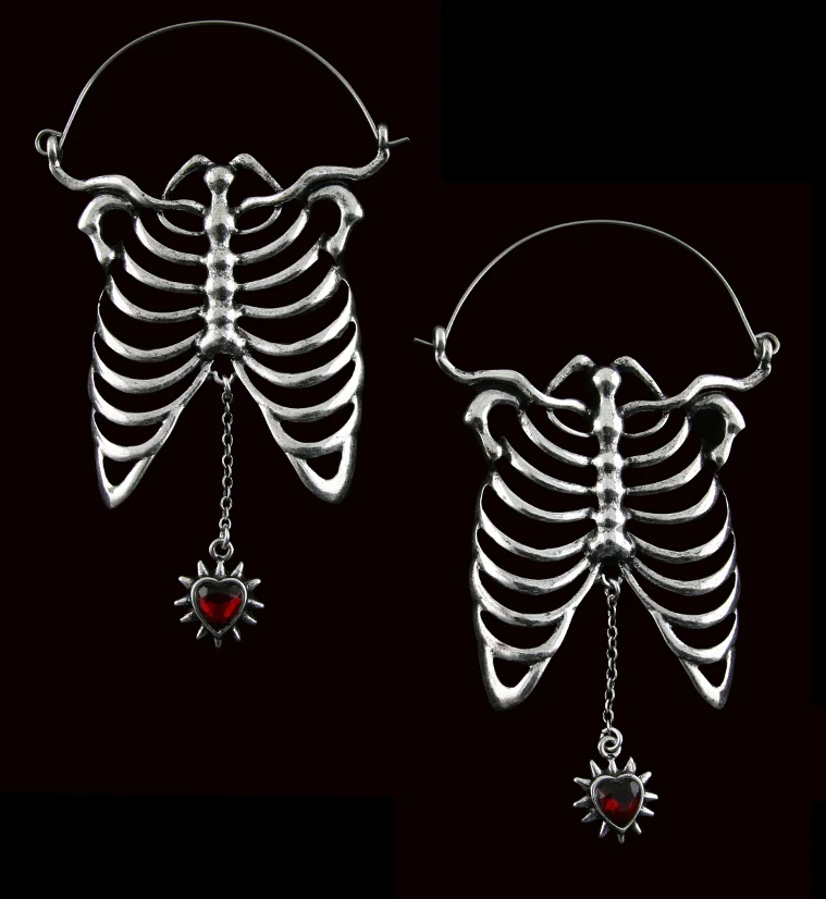20G Sternum Chain Heart Plug Hoops - Mrs Treak