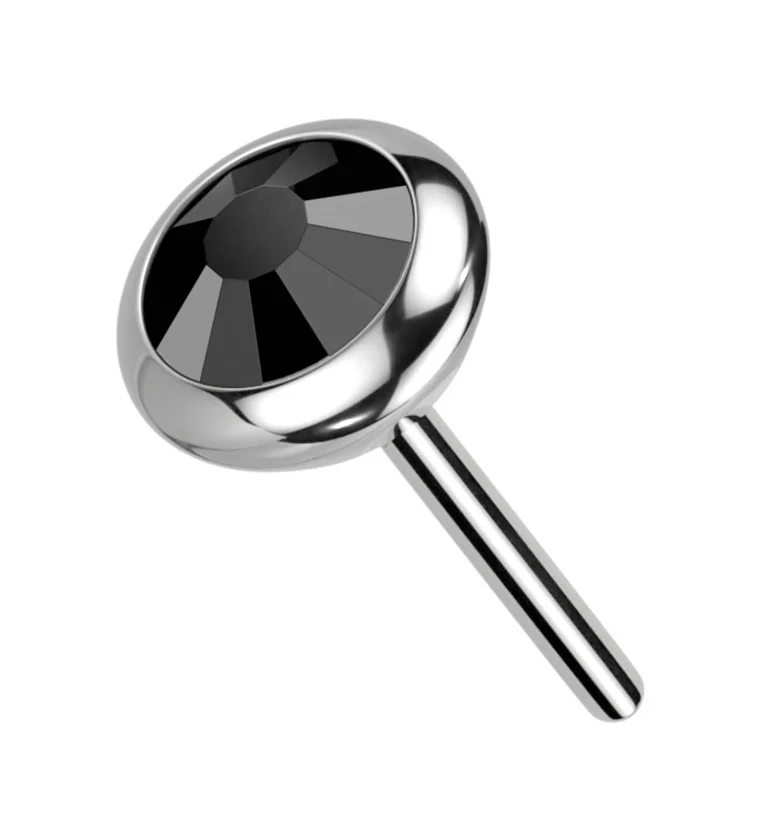 Flat Bezel Black CZ Threadless Titanium Top - Mrs Treak