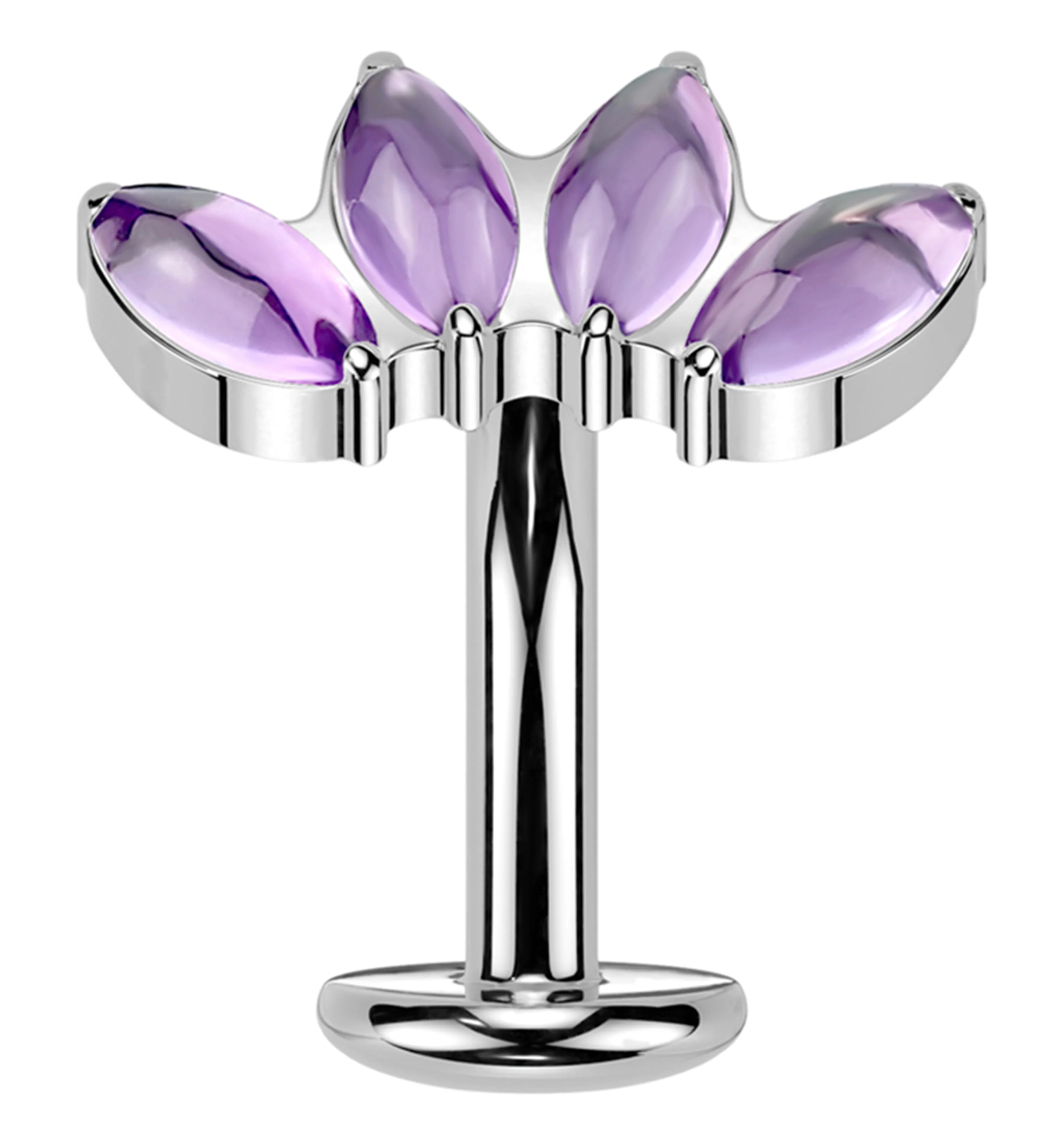 Quartet Amethyst Titanium Threadless Belly Button Ring - Mrs Treak