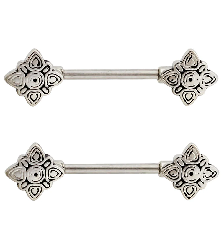 Etch Stainless Steel Nipple Barbell - Mrs Treak