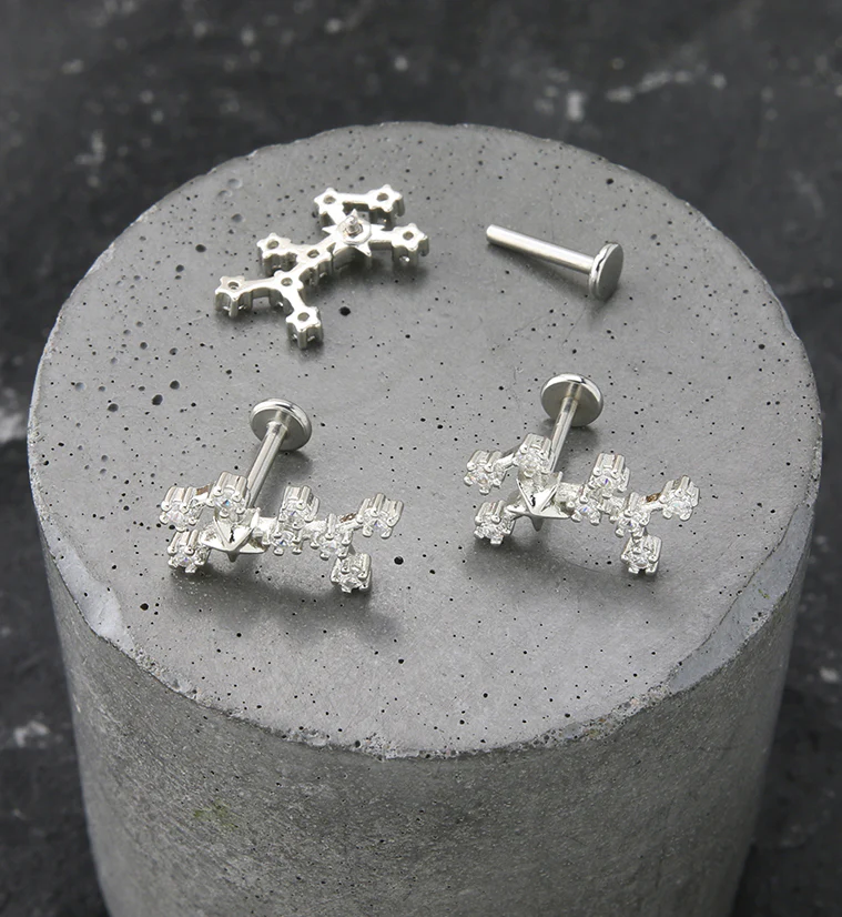 Virgo Constellation Clear CZ Stainless Steel Internally Threaded Labret - Mrs Treak