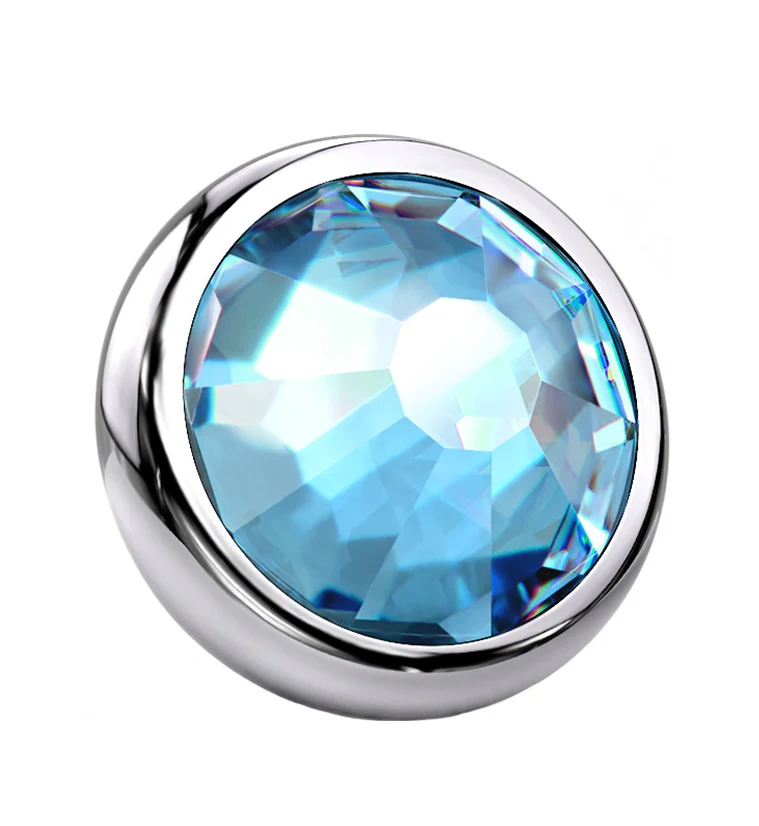 Aqua CZ Titanium Bezel End - Mrs Treak