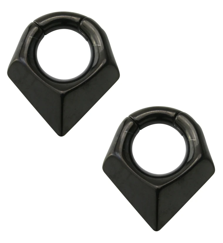 Black PVD Cusp Hinged Ear Weights - Mrs Treak