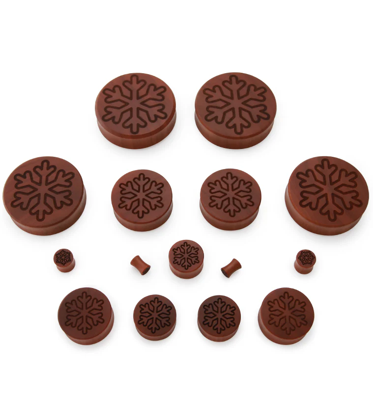 Snowflake Engraved Wood Plugs - Mrs Treak