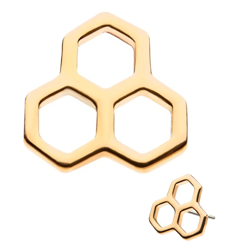 14kt Gold Triple Hexagon Threadless Top - Mrs Treak