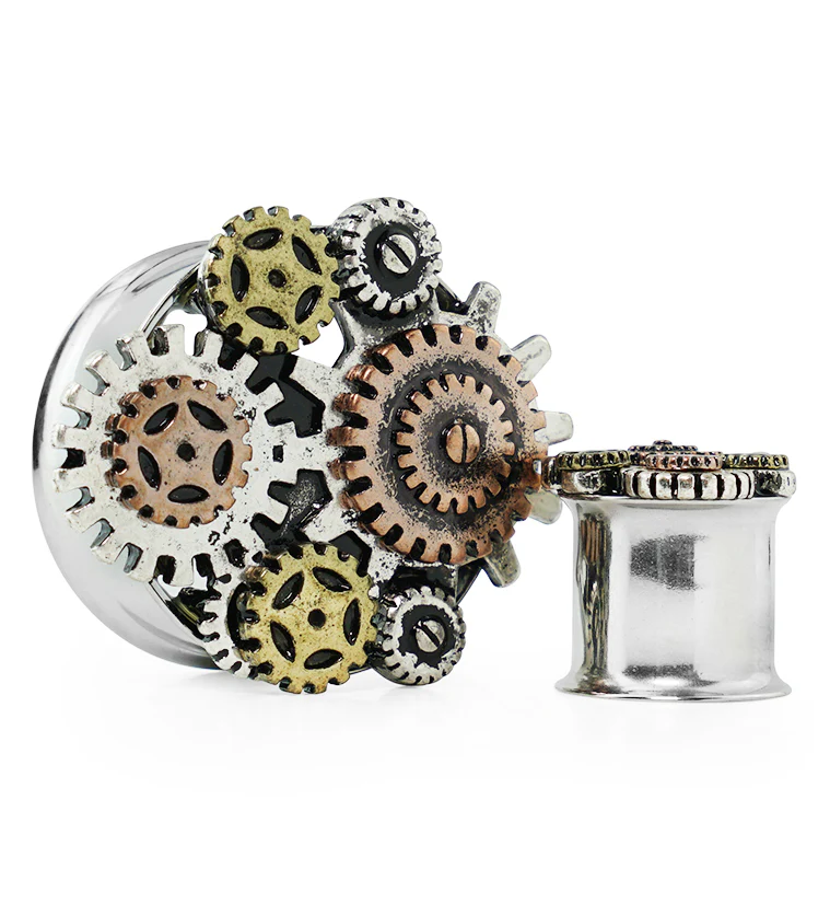 Steampunk Clockwork Stainless Steel Plugs - Mrs Treak