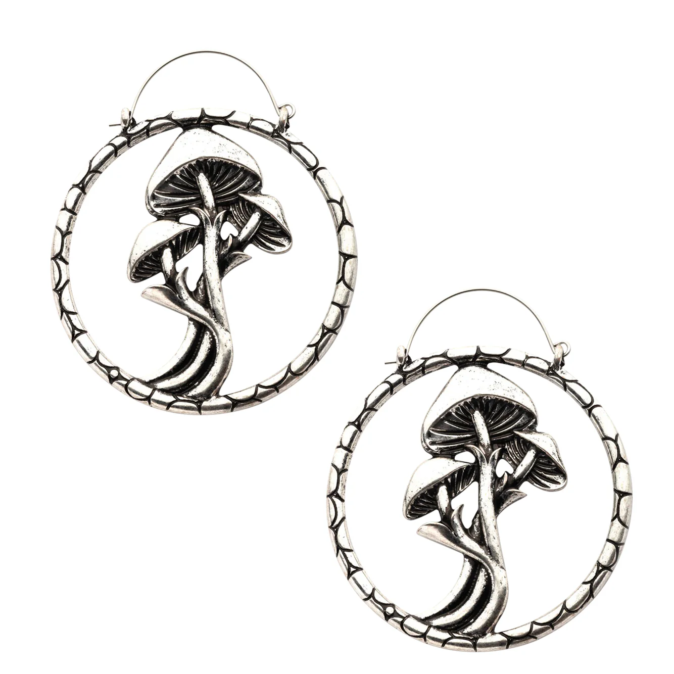 Triple Mushroom Stainless Steel Plug Hoops - Mrs Treak