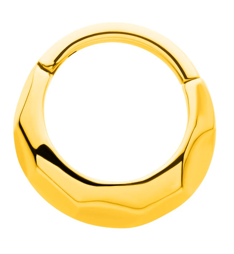 Gold PVD Faceted Stainless Steel Hinged Segment Ring - Mrs Treak