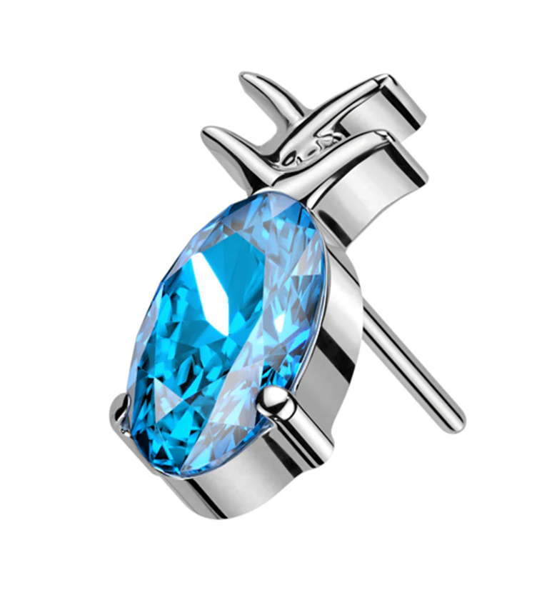 Pineapple Aqua CZ Threadless Titanium Top - Mrs Treak