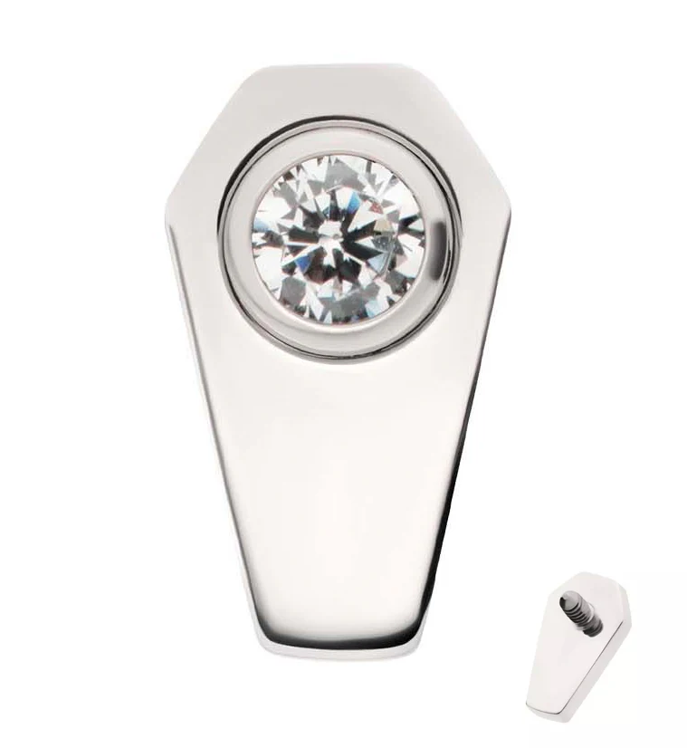 Coffin Round Clear CZ Titanium Internally Threaded Top - Mrs Treak