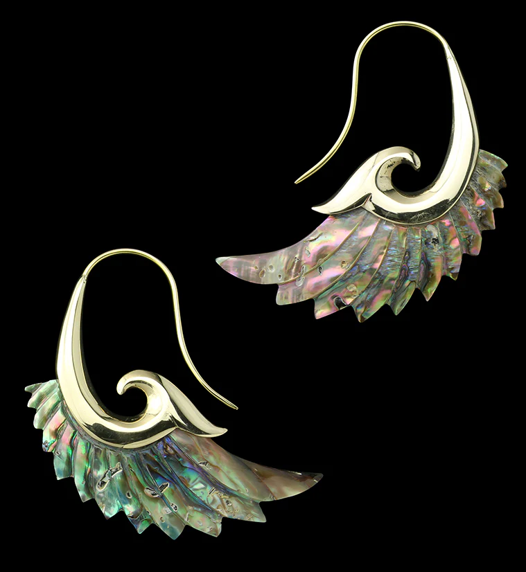 18G Aileron Brass Abalone Hangers / Earrings - Mrs Treak
