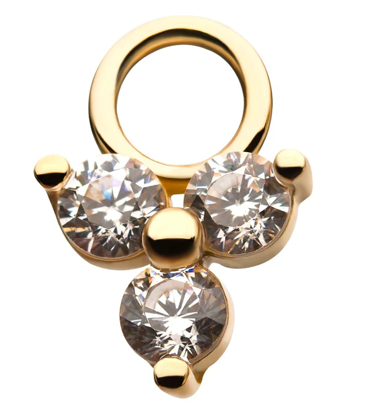 14kt Gold Trinity CZ Charm - Mrs Treak