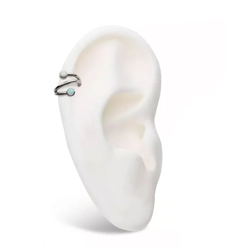 Wrap Double White Opalite Titanium Hinged Segment Ring - Mrs Treak