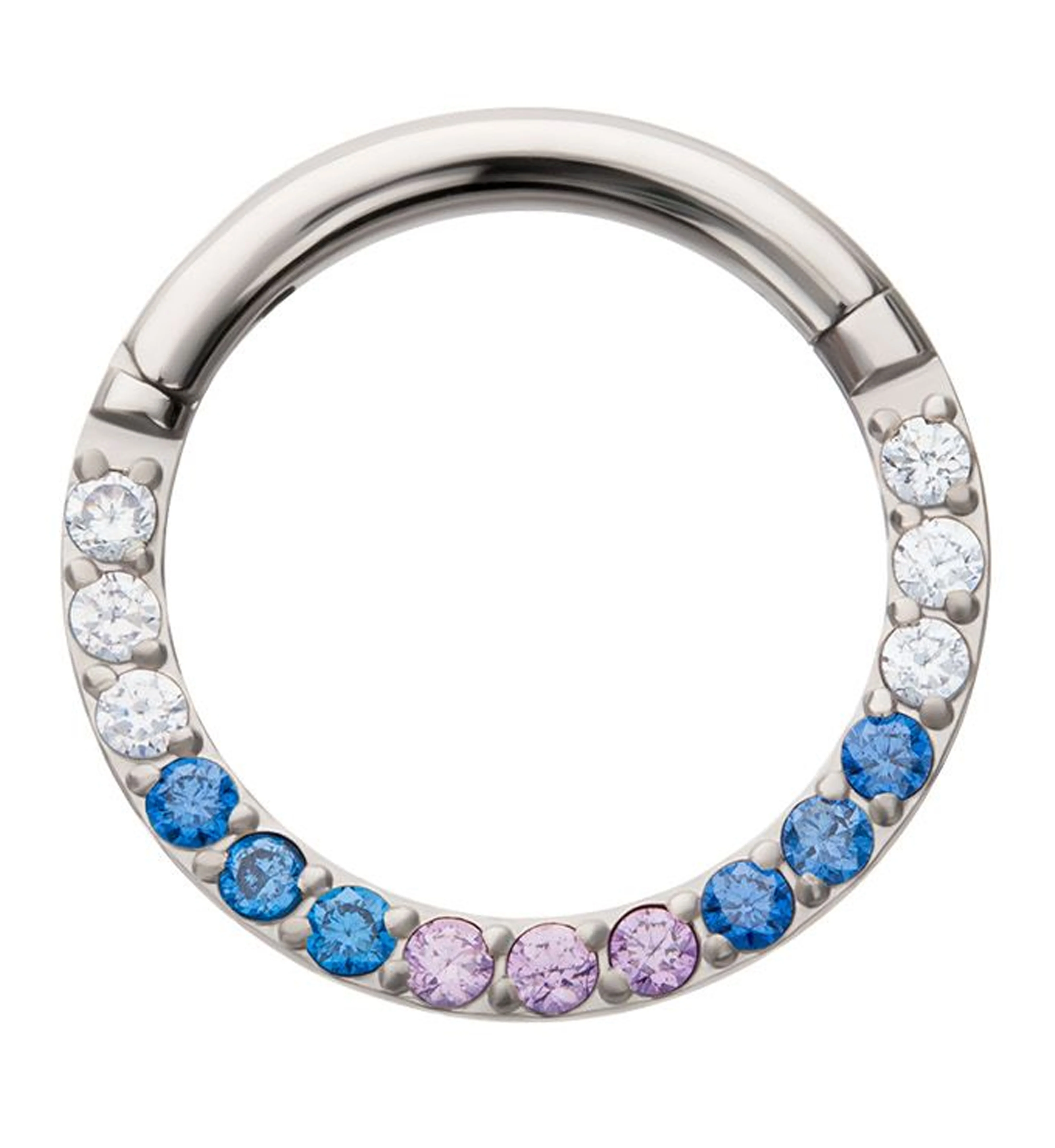 Lavender Blue CZ Titanium Hinged Segment Ring - Mrs Treak